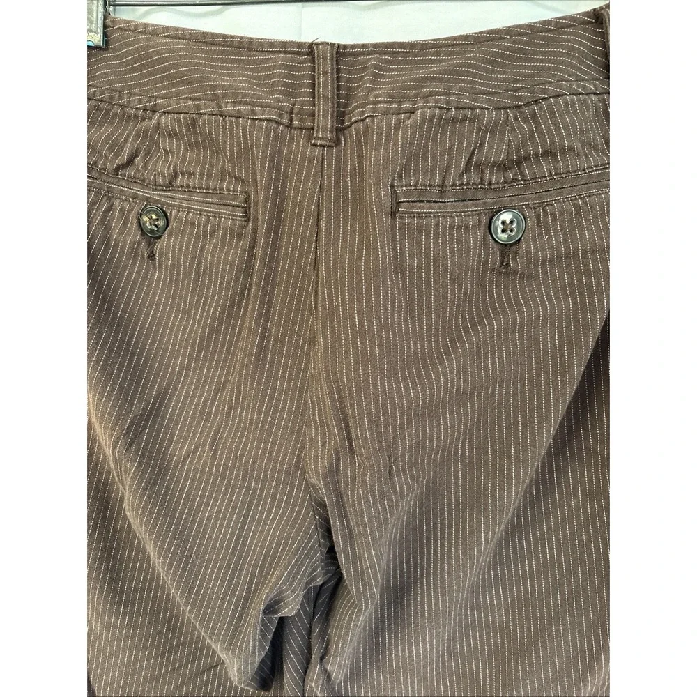 St John's Bay Bermuda Shorts Women SZ 16W Brown W/White Pinstripes Stretch Style